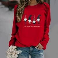Symoidne dukseve za žene - vrhovi božićni ispisani džemper za posadu labavi bluza dukserica bez kapuljača