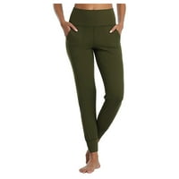 Ušteda za jesen debele visoke struke joga hlače sa džepovima Tummy Control Workout pokreće joge gamaše za žene zelene boje