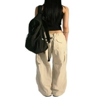 Diconna ženske bagerske hlače široke noge hlače sa niskim strukom pune boje Y2K casual ulična odjeća