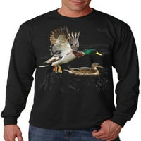 Muška divljina patka lov na crnu majicu s dugim rukavima x-velik