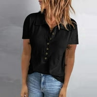 Majice za ženske gumb na čvrstom isključivanju kratkih rukava s kratkim rukavima bluza za bluzu za majicu
