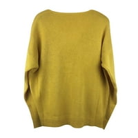 Dukseri Lroplie pulover za žene V-izrez dugih rukava ženski džemperi V-izrez Udobni lagani skakači žuti