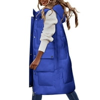 Ženske jakne Zimske zime Solid Boja Jakna bez rukava duga dugačak dukserica s morskom jaknom sa stilskim