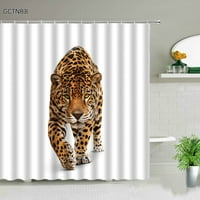 Afrika Divlje životinje zavese za tuširanje set Tiger Lion Slon Giraffe Wolf Leopard Zidno viseće kupatilo Dekor tkanina sa kukama