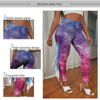 Ženska joga sirena seksi 3D riblje skala tiskane uska hlače visoke struke elastične vježbe hlače slim