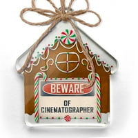 Ornament tiskani jednostrani pazite na kinematograf vintage smiješni znak Božić Neonblond