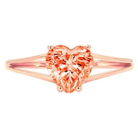 1. CT sjajan srčani rez prozirni simulirani dijamant 18k 18K ružičasto zlato pasijans prsten sz 6.5