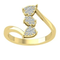 Araiya 14k žuti zlatni klaster dijamantski prsten za vjenčanje, veličina 6.5