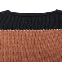 Žene debele prugaste pulover dame okrugli vrat Boja bloka dugih rukava preveliki pleteni džemper pletena