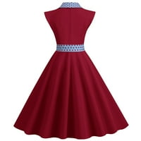 Haljine za žene ženski a-linijski bez rukava V-izrez nalik na sredinu ležerne modne haljine crveni xxl