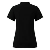 Ženski gumb s kratkim rukavima V-izrez vrhovi sestrinske radne uniforme T-majice Black Womens Tech