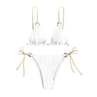 Dva bikini setovi za žene Solidni trokut bikini setovi kravate bočni kaznim kratkim bikini ruched prsten