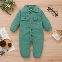 Baby unise Solid rebrasta jesen Dugi rukav rukavska kipkasta odjeća zelena 68