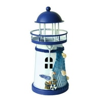 Mediteranski svjetionik željezo za svijeće svijećnjak plavi plavi bijeli kućni stol dekor