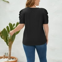 Ženski vrhovi ženske polke dot labave casual majice okrugli vrat kratki rukav plus veličine crnih xxxl