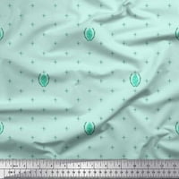 Soimoi Green Poly Georgette Listovi tkanine i zvjezdica Simbol tkanini otisci dvorišta široko