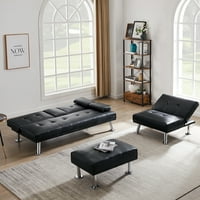 Artlia kauč na razvlačenje, moderna fau kožna kauč kauč kauč kauč sa kaučem na kauču sa držačima za čaše, uklonjive naslone za ruke i metalnim nogama, jednokrajni kauč za setove