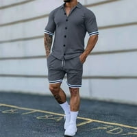 Muške ljetne odjeće Ležerne majice kratkih rukava i klasične fit sportske kratke hlače postavljaju sportsku