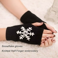 Uparni rukavice od pola prstiju Udobne zimske jednostavne plovne prste za klizanje prekriva rukavice za ruke sa uzorkom pahuljica