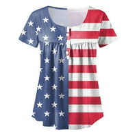 MLQIDK Plus vrhovi veličine za ženske majice američke zastave 4. jula za nošenje s namirnicama Ljetni