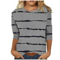 Striped tiskane majice za žene čišćenje casual rukava tunika vrhovi Trendy Crewneck pulover tine lagana