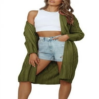 -More ženski kardigan, dugi rukav otvoren prednji džemper s gornjim odjećom kabel pletene lagane casual labavo fit gornja odjeća