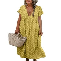Žene Haljine Ležerne prilike kratkog rukava Summer Haljine Cvjetni print Maxi haljina Labavi plaža Style Ladies V-izrez Baggy Tunic haljine