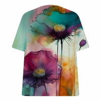 Auroural plus veličina Žene vrhovi ženskih modnih casual plus veličine Scenic Cvijeće Ispis V-izreznih majica