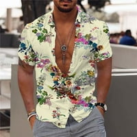 Košulje za muškarce Ležerne tipke kratkog rukava s kratkim rukavima dolje Henleys bluza Slatka grafika Slim Fit Aloha Plaža