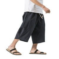LUMENTO MENS LINEN Pamuk elastični salon za struk Pajama joga hlače plus veličine labave fit baggy jogger hlače
