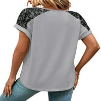 Hait Ladies majica majica majica kratki rukav ljetni vrhovi Radni pulover Holiday V izrez Tee Siva 2xl