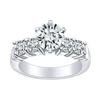 1. CARAT Okrugli rez bijeli prirodni dijamantski zaručni prsten u 14K čvrstog bijelog zlatnog zvona