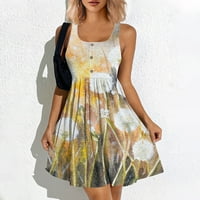 Ženska ljetna cvjetna gumba za tiskanje tiskana tanka seksi cool reznica haljina polufazna haljina,