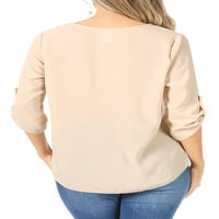 Ženska ležerna puna okrugla vrata labavi fitne košulje za bluzu rukav na vrhu