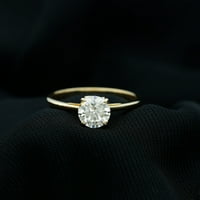 CT Moissite Gold Solitaire prsten za žene, 14k žuto zlato, US 5,50