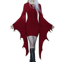 Auroural Halloween Haljina plus veličina modnih žena seksi dugi rukav zavoj čvrsti V-izrez