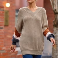 PIMFYLM WOMENS pulover Dukseri za kukičanje pulover Dukseri Lagani Trendy Khaki XL