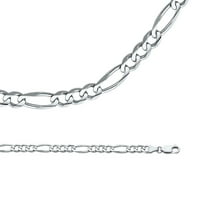 Čvrsti 14K bijeli zlatni ogrlica FIGARO lanac + veza konkavna široka polirana teška