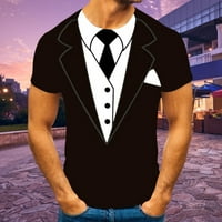Košulje za muškarce T rukava s rukavima kratka moda Dvije muške lažne odijele ulice casual vrat okrugli muške bluze muškarci službene košulje crne + 4xl