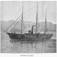 Yachting, 1882. Njames Gordon Bennett, Jr. gvozdeni vijak Stram-Yacht 'Namouna.' Graviranje linije,