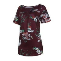 Ženski vrhovi bluza cvjetni kratki rukav povremeni ženski ljetni posadni majica za vrat vino m