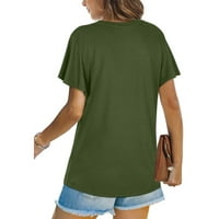 SoftMallow ženske ljetne majice V-izrez Strappy kratki rukav Torpin Tip u boji Crnot Hem Criss Cross casual bluza Armygreen 4xl