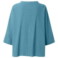 Floleo ženski dugi rukav za dugi rukav klike plus majice modne bluze ispisane v- vrat tri četvrtina