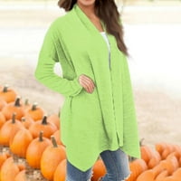 Bazyrey Summer Cardigani za žene dugih rukava Trendi čvrsti labavi bluze Cardigan casual pulover zeleni XL