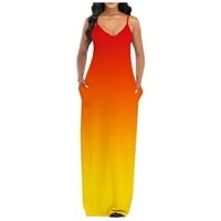 Ženske haljine Ženski gradijentni bez rukava V izrez Maxi haljina casual sandress plaža Long Dres Ljetna haljina za žene