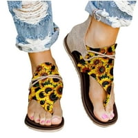 VerPetridure ravne sandale za žene ljetne kopče cipele plus veličina suncokretovoj leopardi ispis patentnih