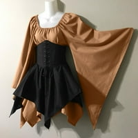 Renesansna srednjovjekovna haljina za žene kostim zvona corset suknja za previđanje haljina z-crna l