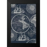 Allen, Candace crna modernog uokvirenog muzeja Art Print pod nazivom - Nautičke mape okeana Koordinacijsko
