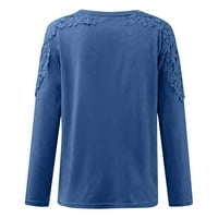 Haljine za žene Ženske čipke šuplje vrhovi padajuće hladne majice s dugim rukavima Crewneck bluze casual