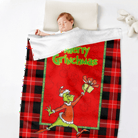Božićna baka, Grinch tiskani super mekani pokrivač koji se može opustiti lagana sva sezona plišana ćebad